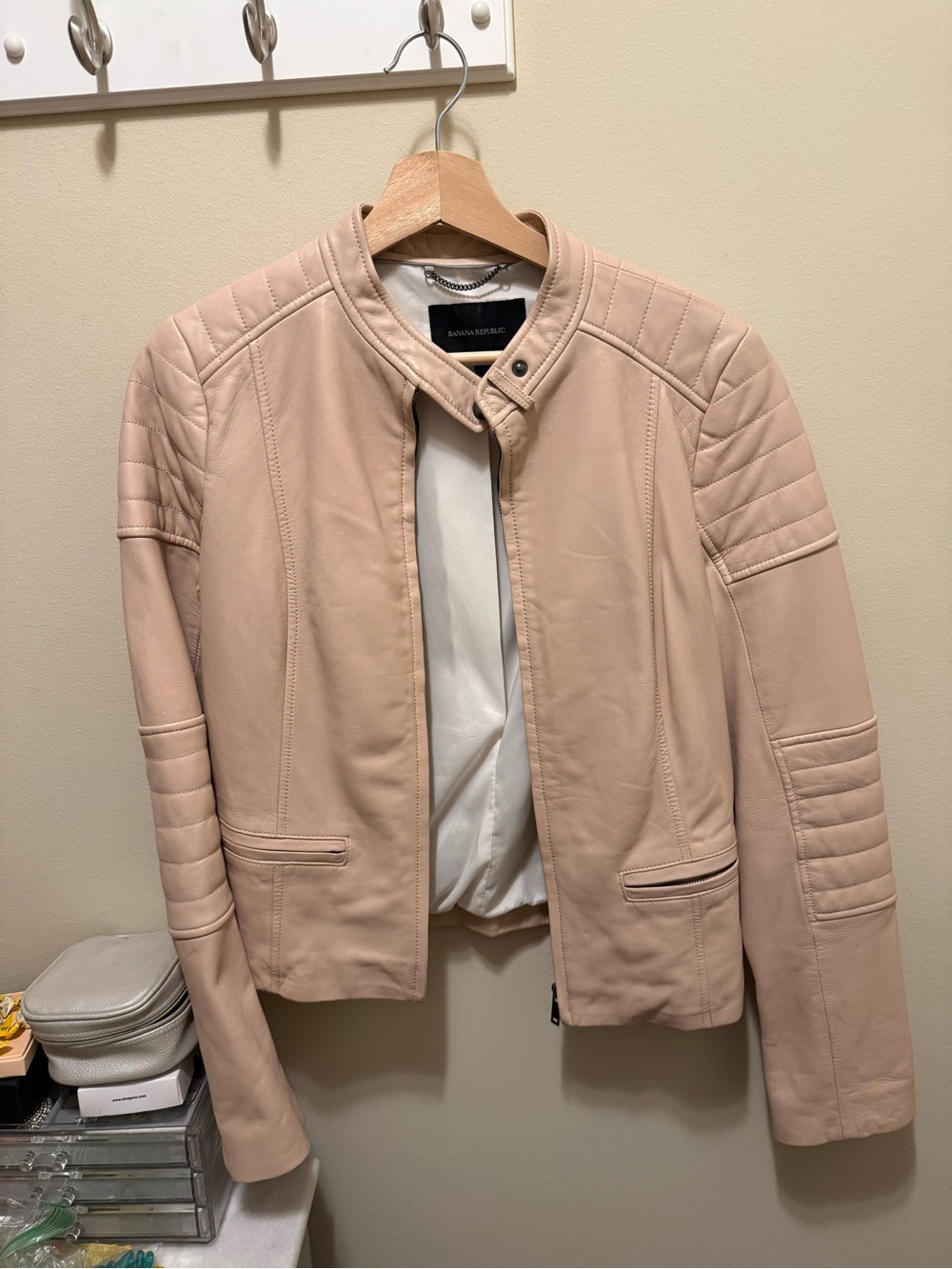 Banana Republic Blush Pink Leather Moto Jacket